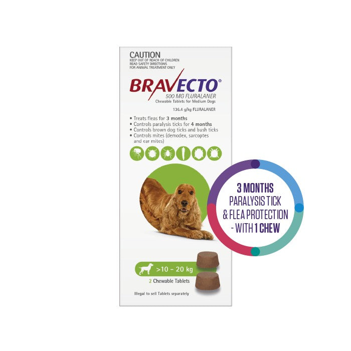 BRAVECTO Flea & Tick Chew Treatment 10-20Kg Dog