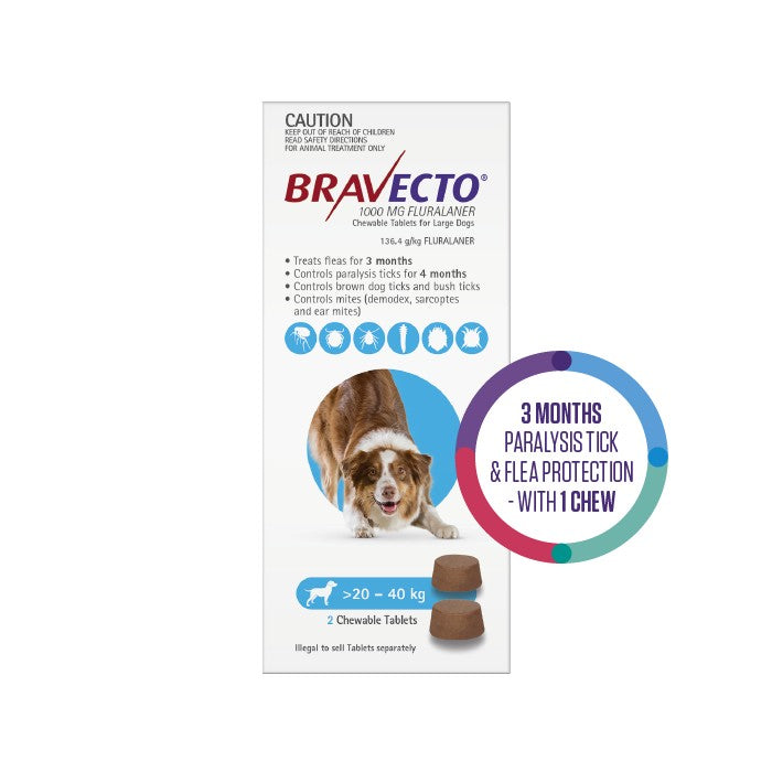 BRAVECTO Flea & Tick Chew Treatment 20-40Kg Dog