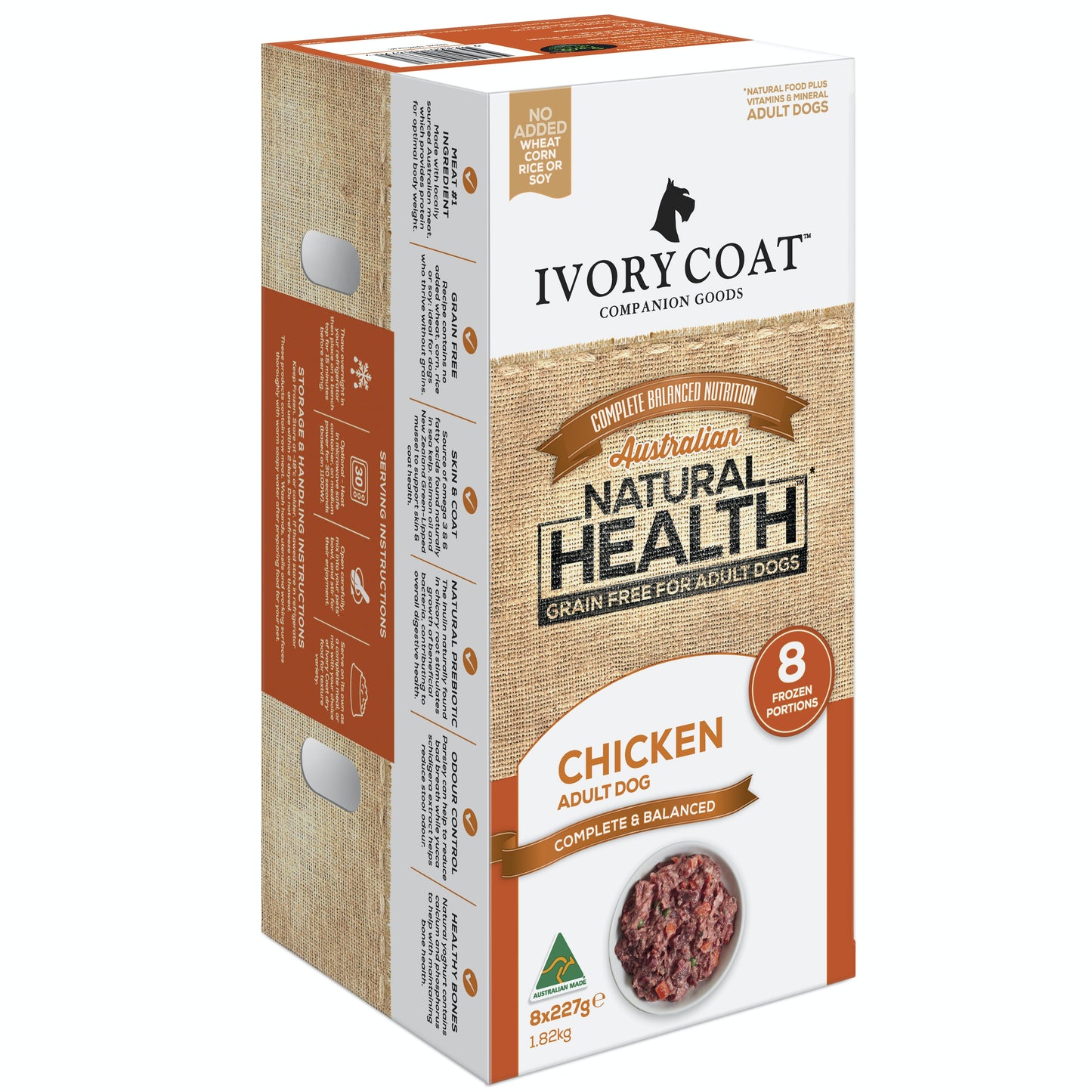 Ivory Coat Grain Free Chicken Frozen Dog Food 8x227g