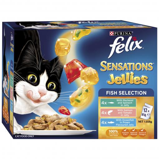 Felix Sensations Jellies Fish Selection Wet Cat Food 12X85G