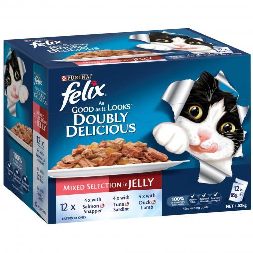 Felix Doubly Delicious Mixed Wet Cat Food 12X85G