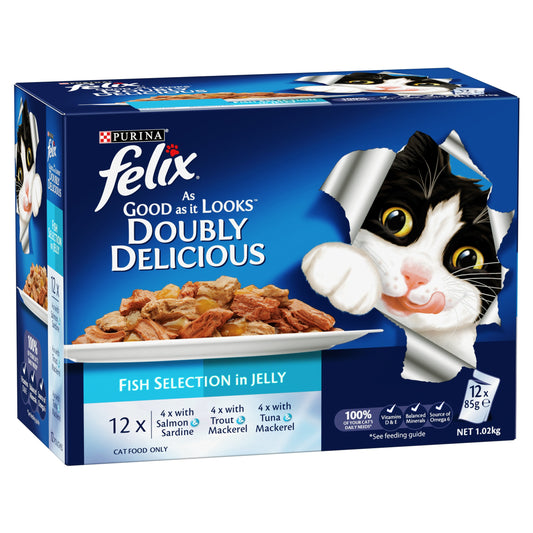 Felix Doubly Delicious Fish Wet Cat Food 12X85G