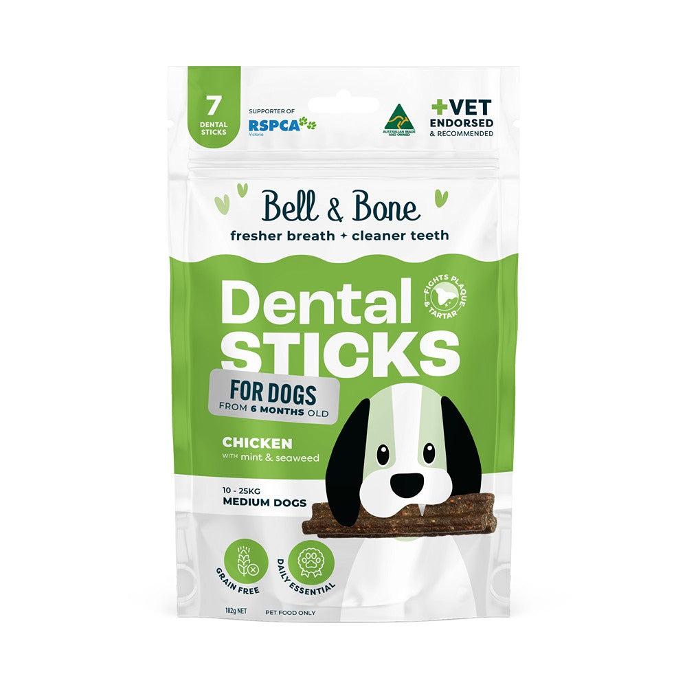 Bell & Bone Chicken, Mint & Seaweed Dental Stick Dog Treats