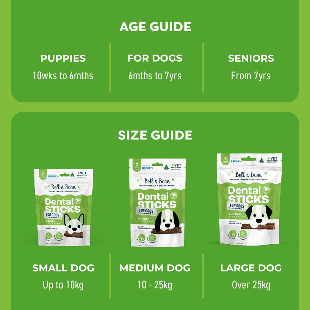 Bell & Bone Chicken, Mint & Seaweed Dental Stick Dog Treats