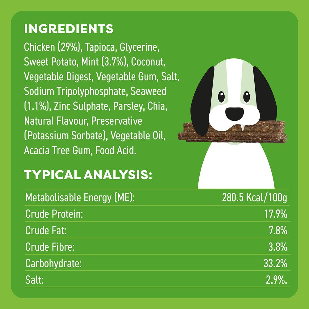 Bell & Bone Chicken, Mint & Seaweed Dental Stick Dog Treats