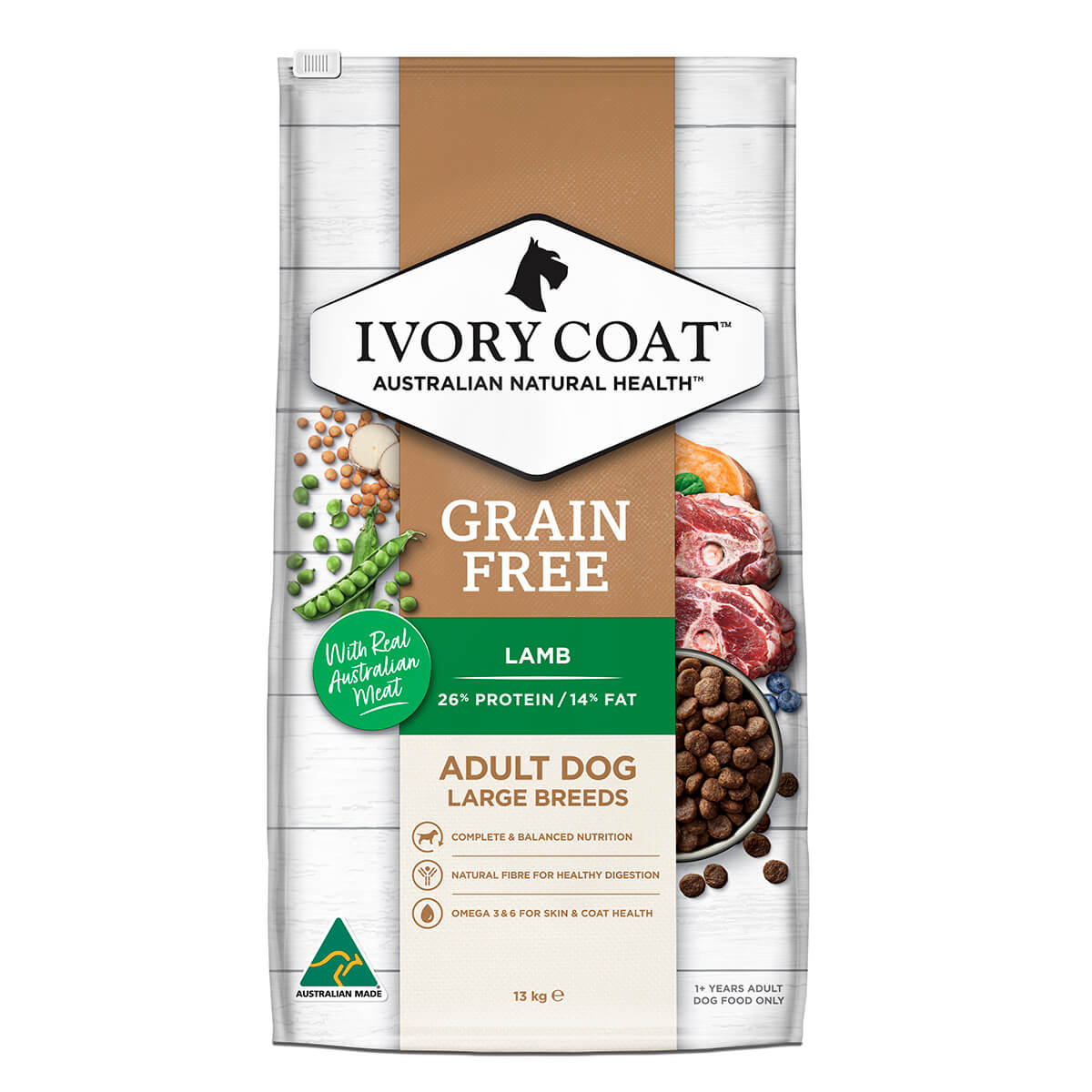Ivory Coat Grain Free Large Breed Adult Lamb Dry Dog Food 13kg