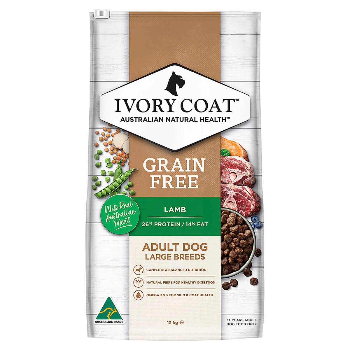 Ivory Coat Grain Free Large Breed Adult Lamb Dry Dog Food 13kg