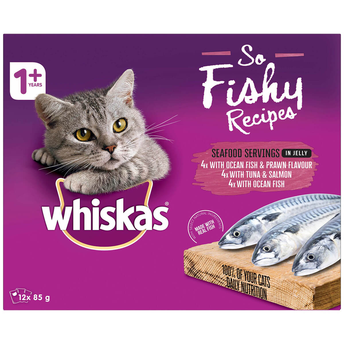 Whiskas Adult So Fishy Seafood in Jelly Wet Cat Food 12 x 85g