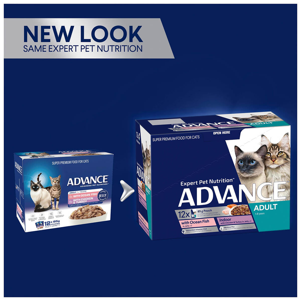 Advance Indoor Adult Ocean Fish, Chicken & Turkey in Jelly Wet Cat Food