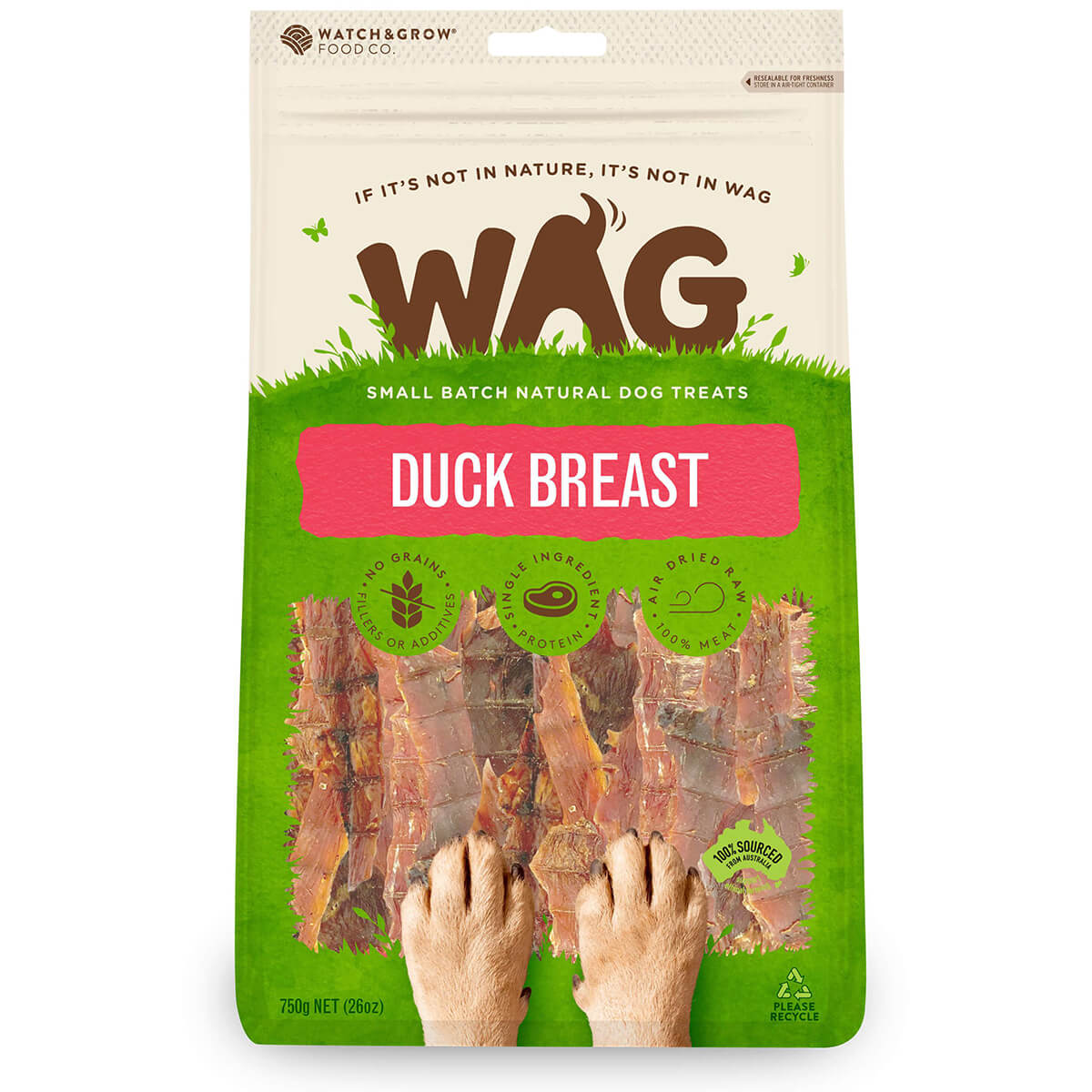 WAG Duck Breast Dog Treats 750g