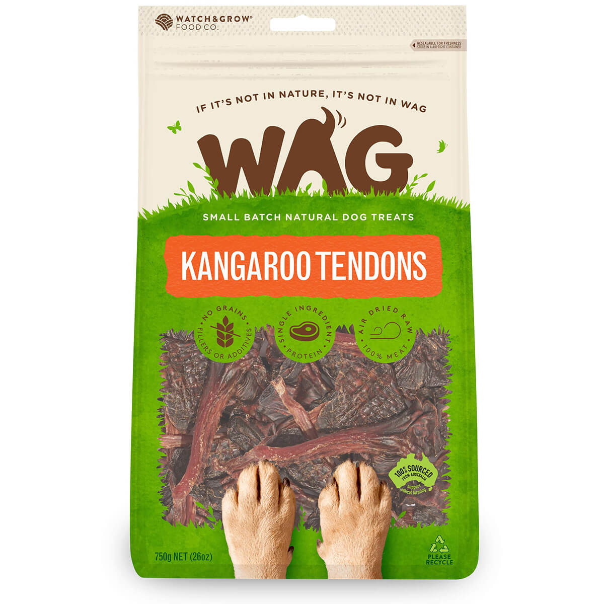 WAG Kangaroo Tendons Dog Treats 750g