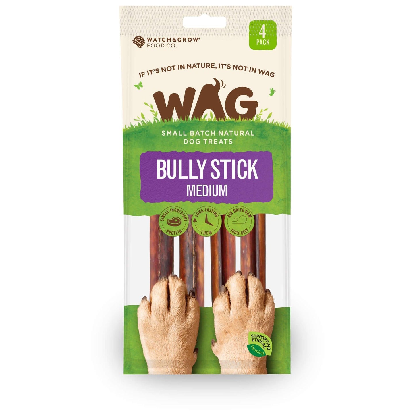 WAG Medium Bully Sticks Dog Treats 4pk