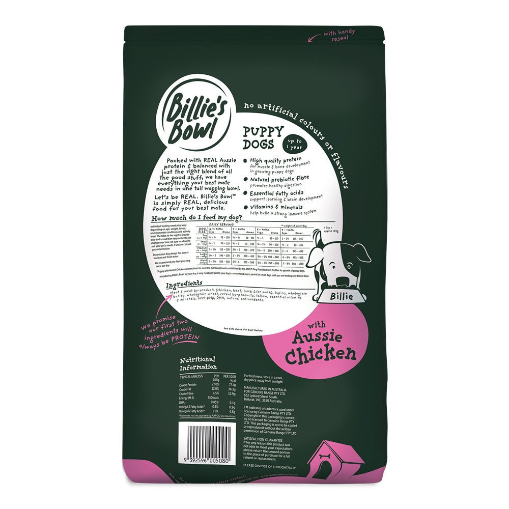 Billie's Bowl Puppy with Aussie Chicken Dry Dog Food