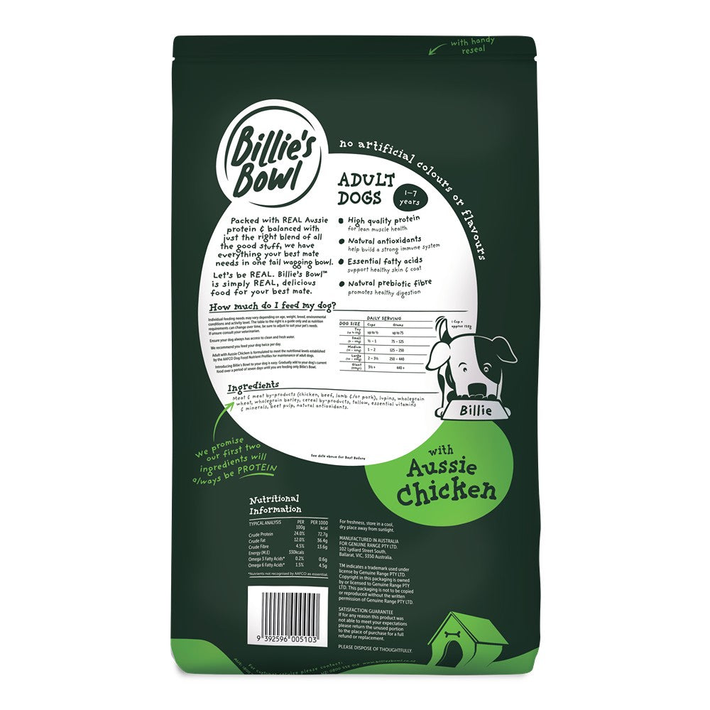 Billie's Bowl Adult with Aussie Chicken Dry Dog Food