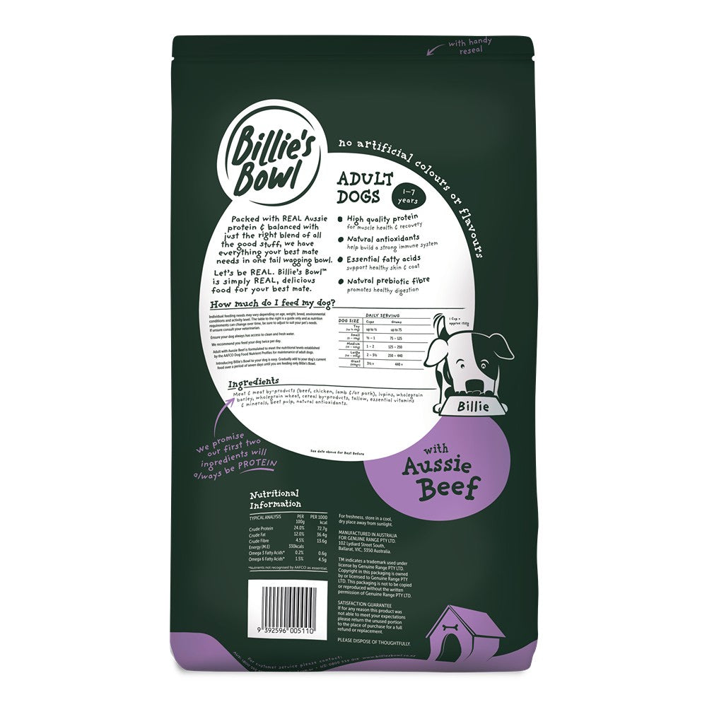 Billie's Bowl Adult with Aussie Beef Dry Dog Food