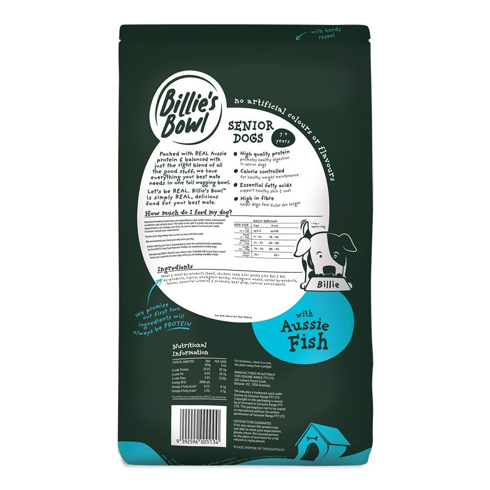 Billie's Bowl Aussie Fish Senior Dry Dog Food