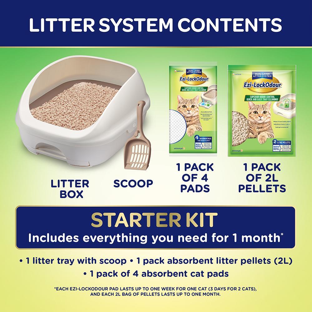 Ezi-Lock Odour Starter Kit Dual Layer Cat Litter Tray