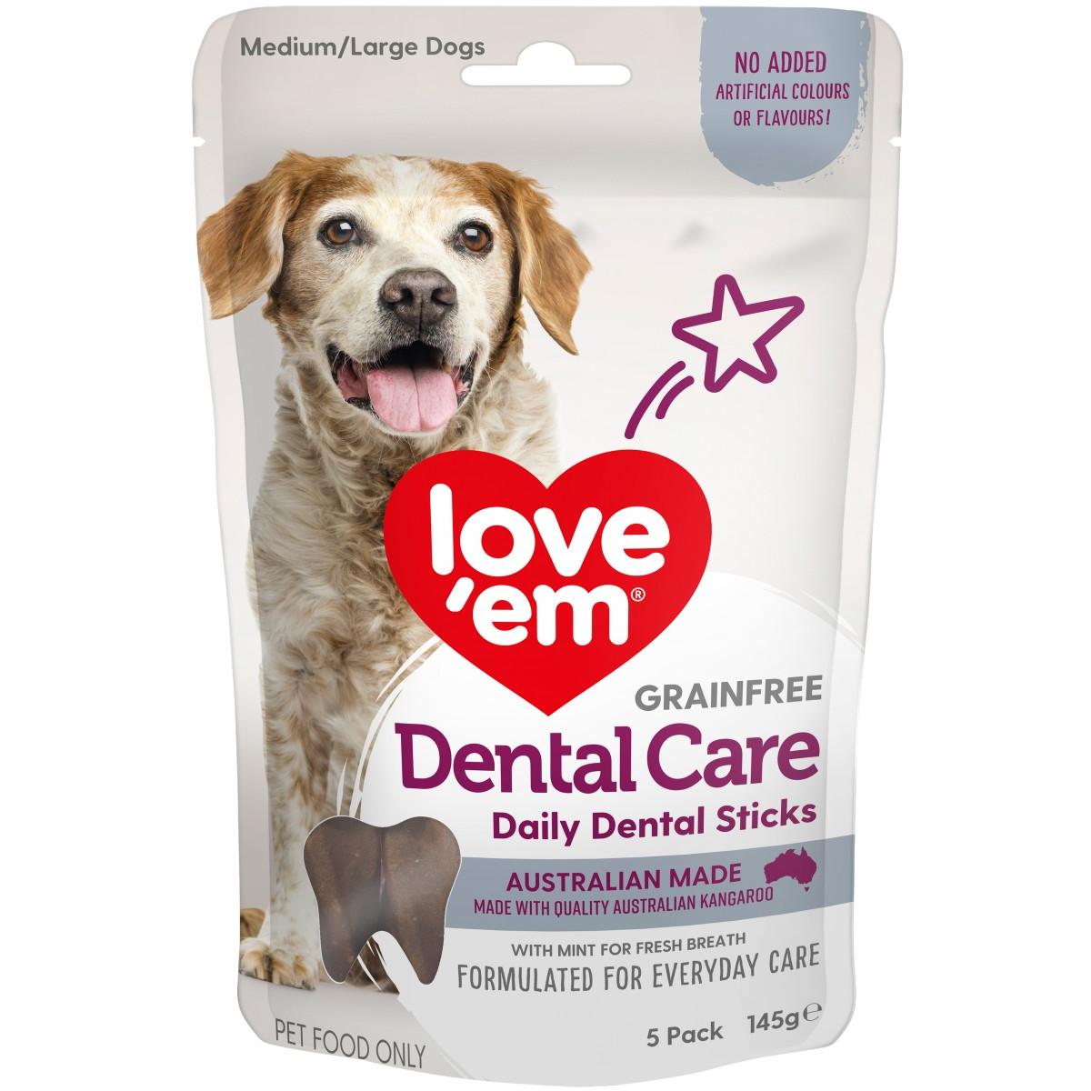 Love Em Medium & Large Breed Dental Stick Dog Treats 145g