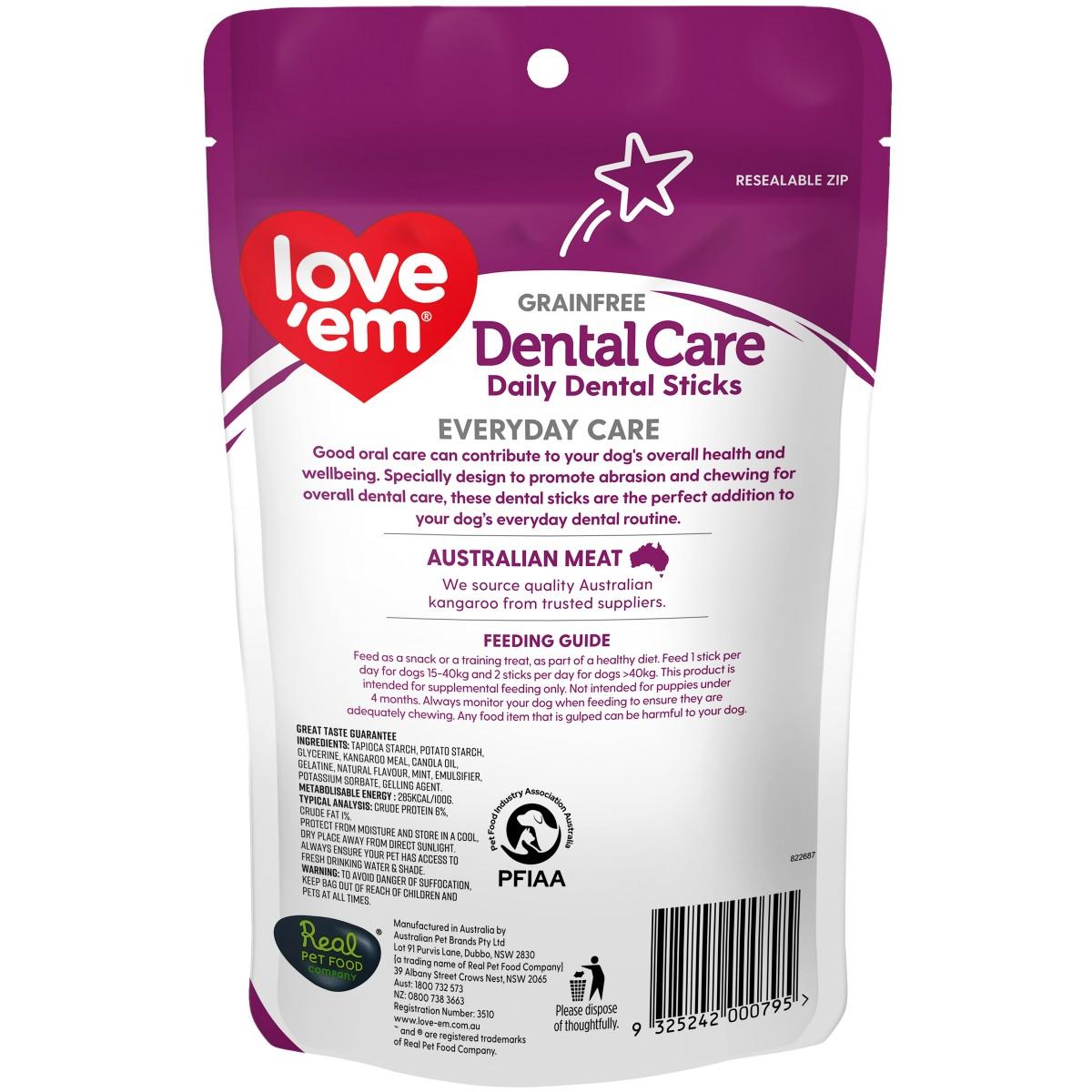 Love Em Medium & Large Breed Dental Stick Dog Treats 145g