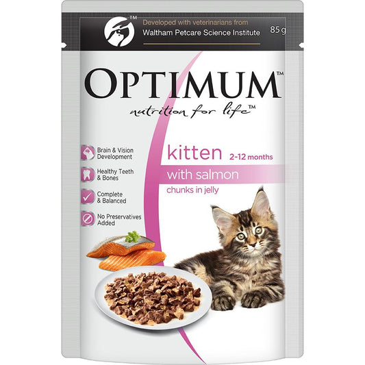 OPTIMUM Kitten Salmon Chunks In Jelly Wet Cat Food 85G