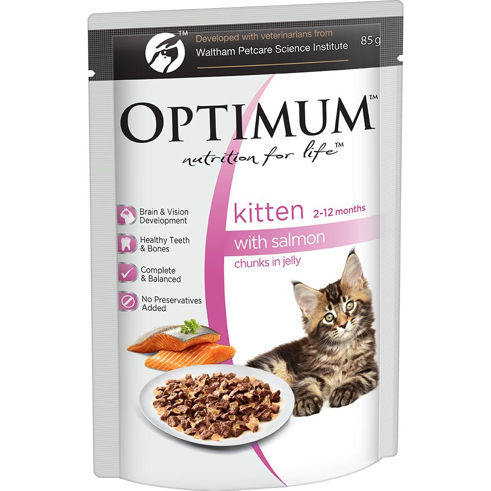 OPTIMUM Kitten Salmon Chunks In Jelly Wet Cat Food 85G