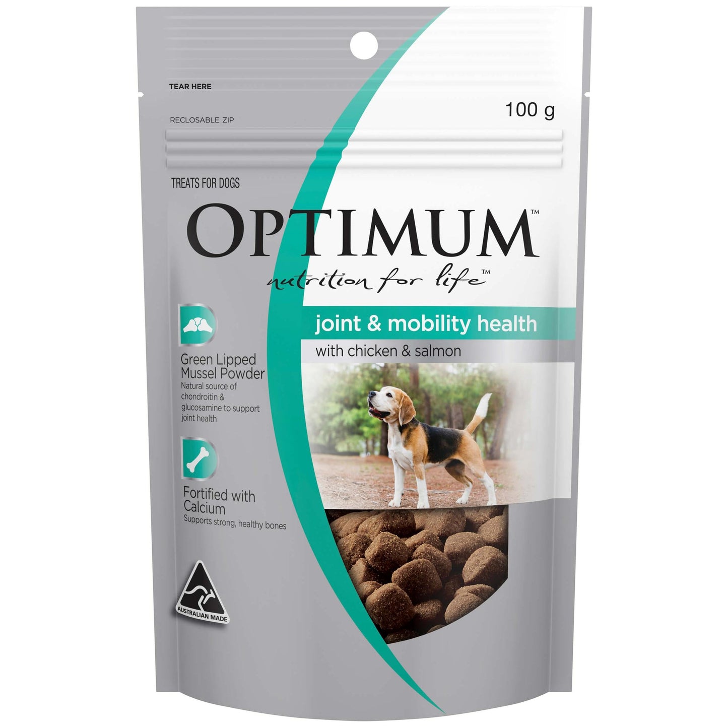 Optimum Joint & Mobility Health Chicken & Salmon Pouch Dog Treat 100g