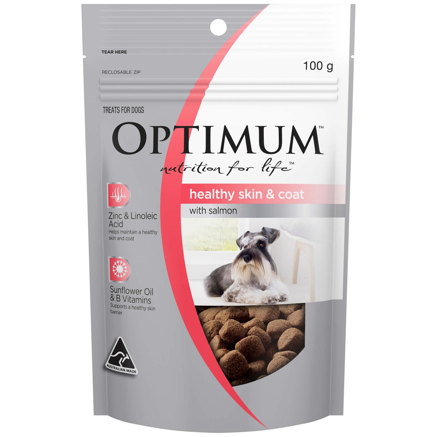 Optimum Healthy Skin & Coat Salmon Pouch Dog Treat 100g