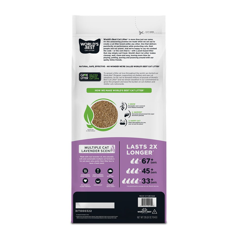 World's Best Multiple Cat Lavender Scented Cat Litter