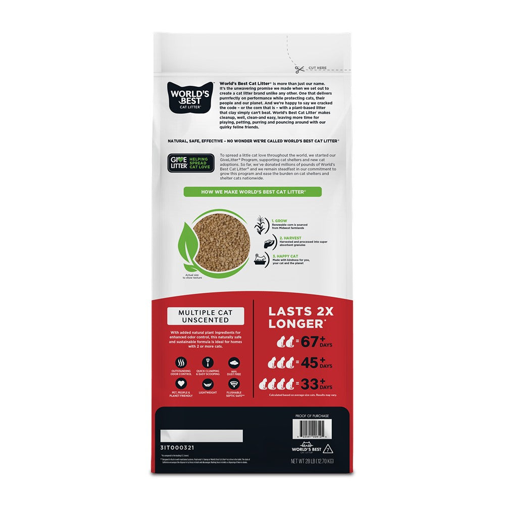 World's Best Multiple Cat Unscented Cat Litter
