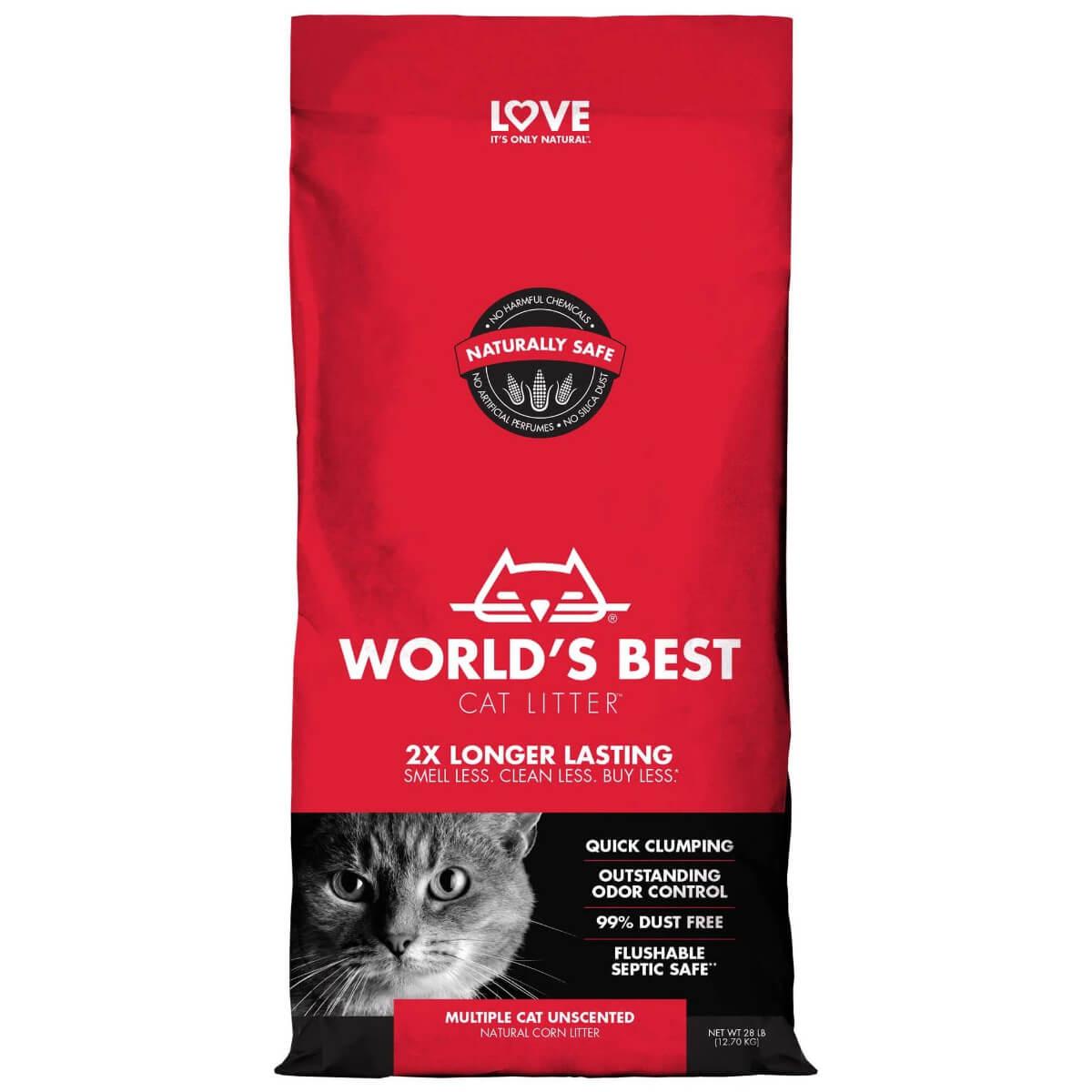 World's Best Multiple Cat Unscented Cat Litter