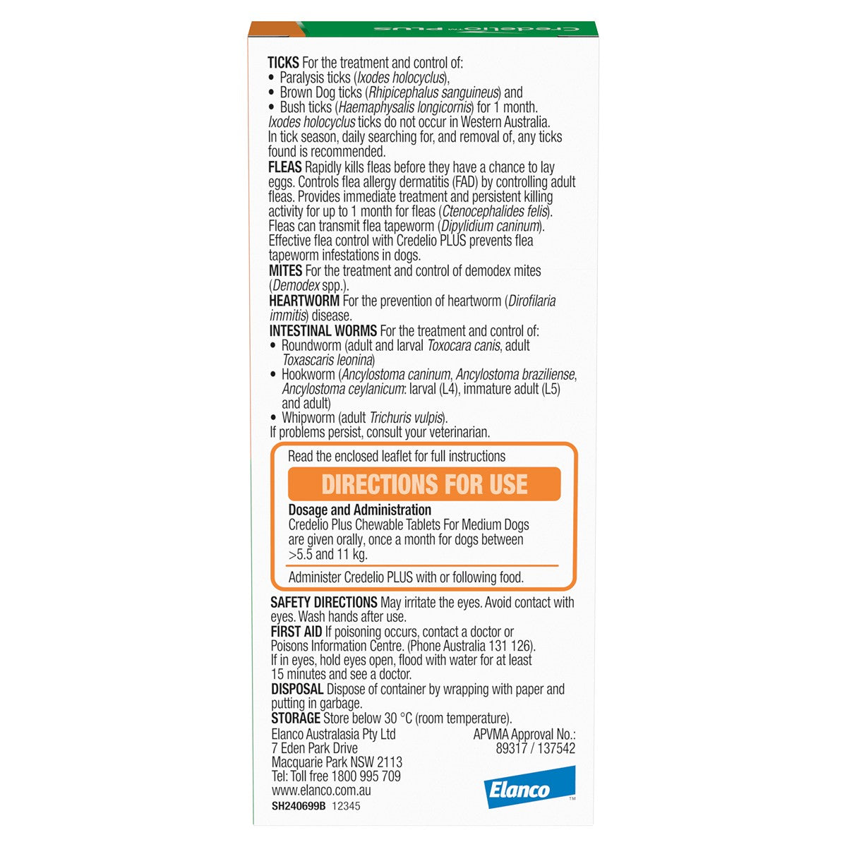 Credelio PLUS Chewable Tablets For Medium Dogs 5.5-11kg