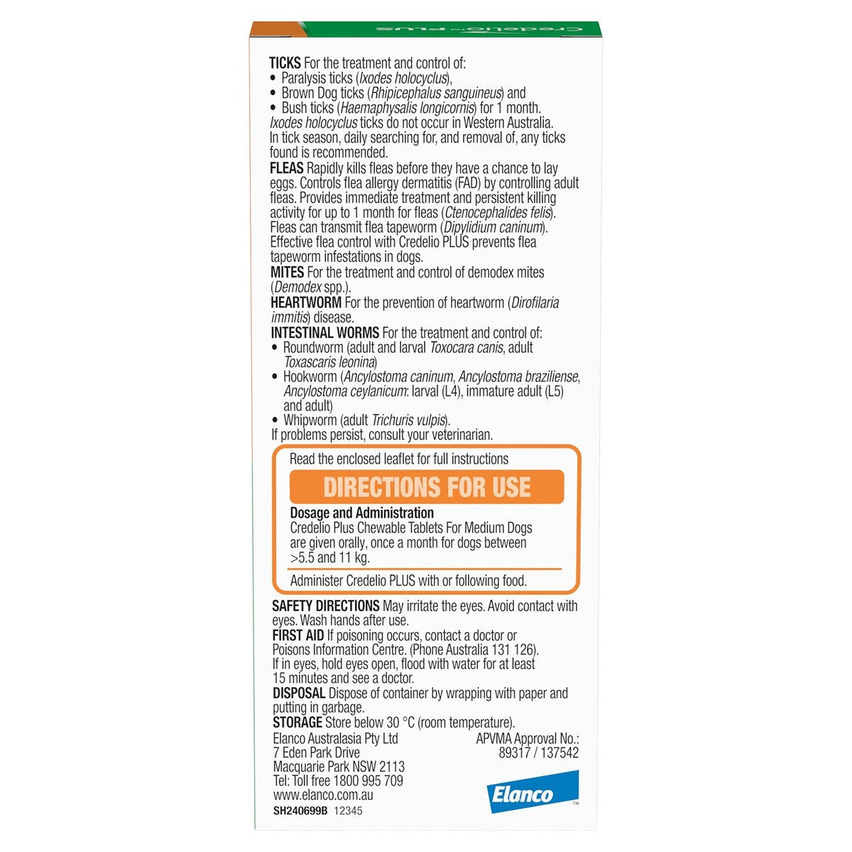 Credelio PLUS Chewable Tablets For Medium Dogs 5.5-11kg