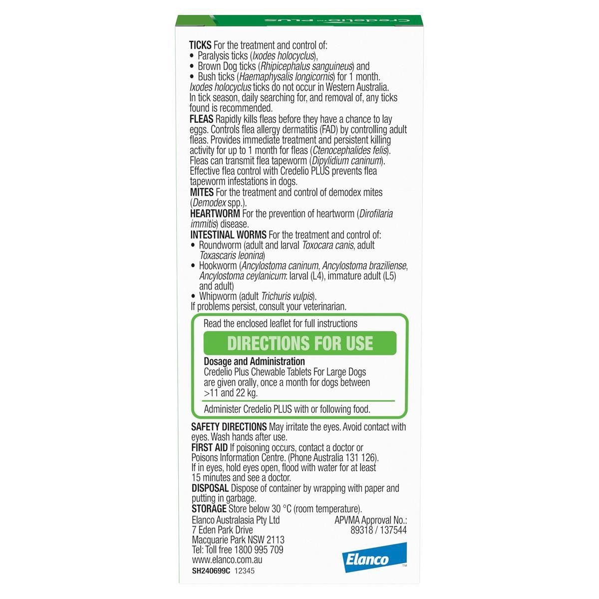 Credelio PLUS Chewable Tablets For Large Dogs 11-22kg