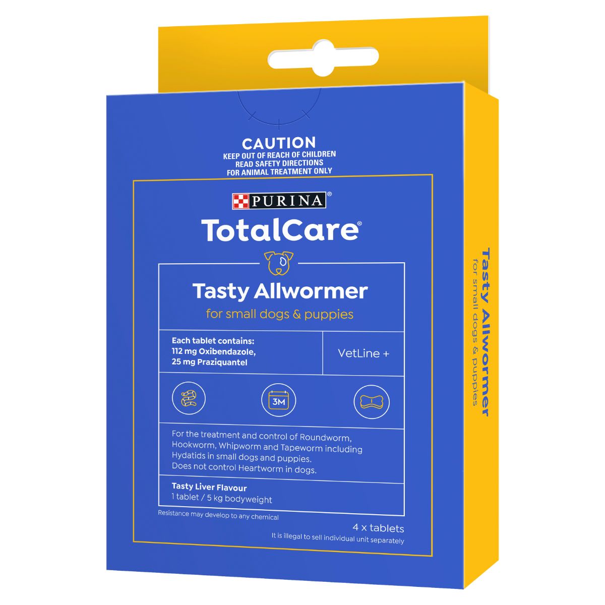 Purina Total Care Tasty Allwormer For Small Dogs & Puppies Liver Flavour 4 Tablets