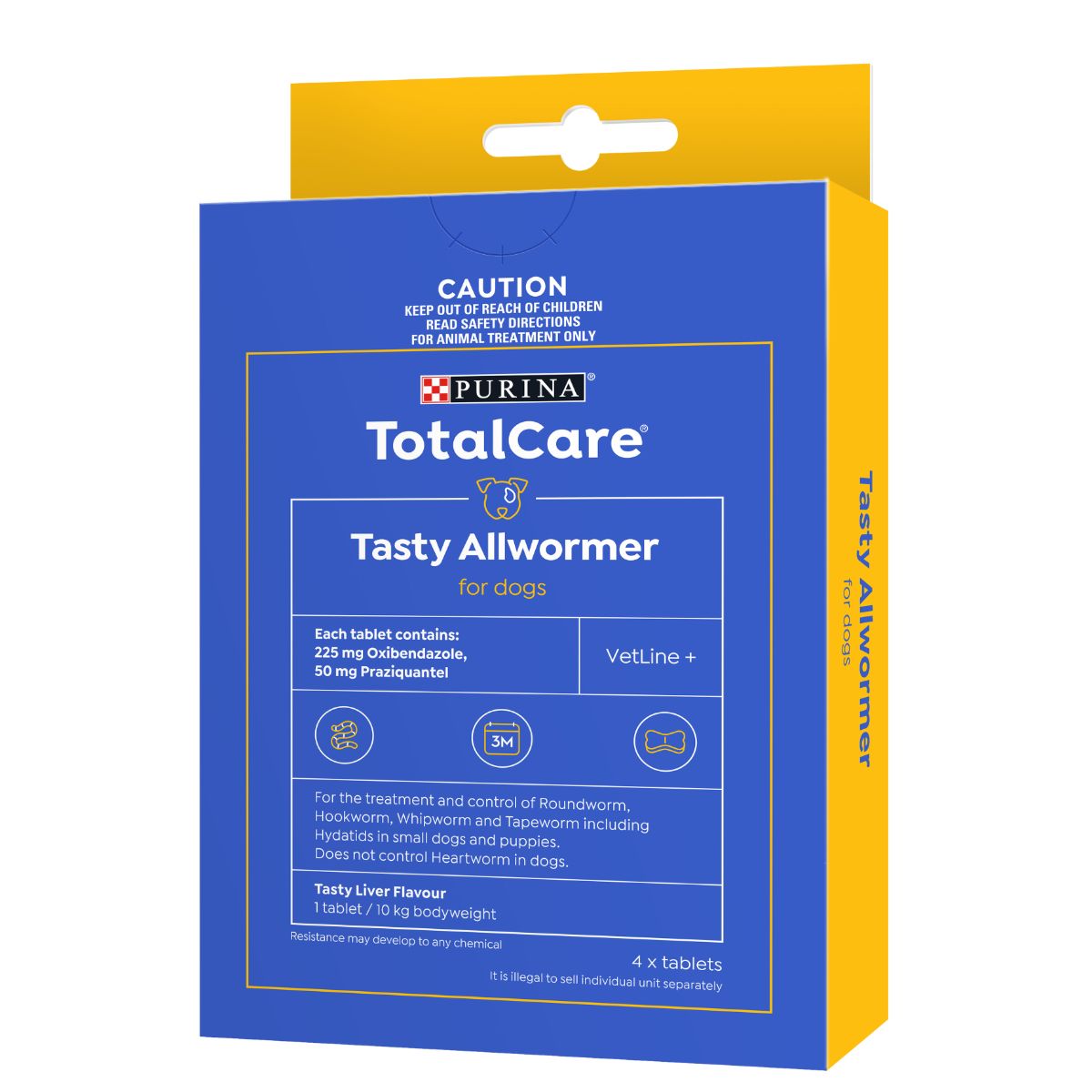 Purina Total Care Tasty Allwormer For Dogs 4 Tablets