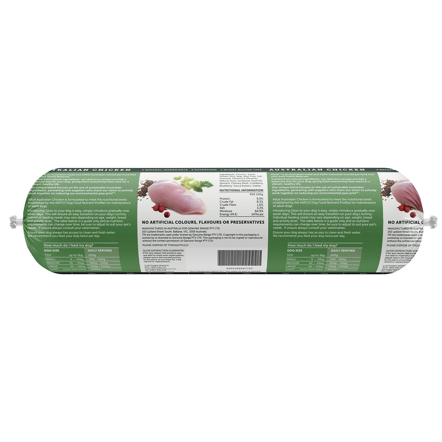 Glow Adult Australian Chicken Cooked Dog Roll