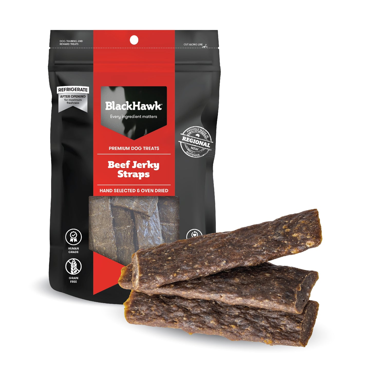 Black Hawk Beef Jerky Straps Dog Treats