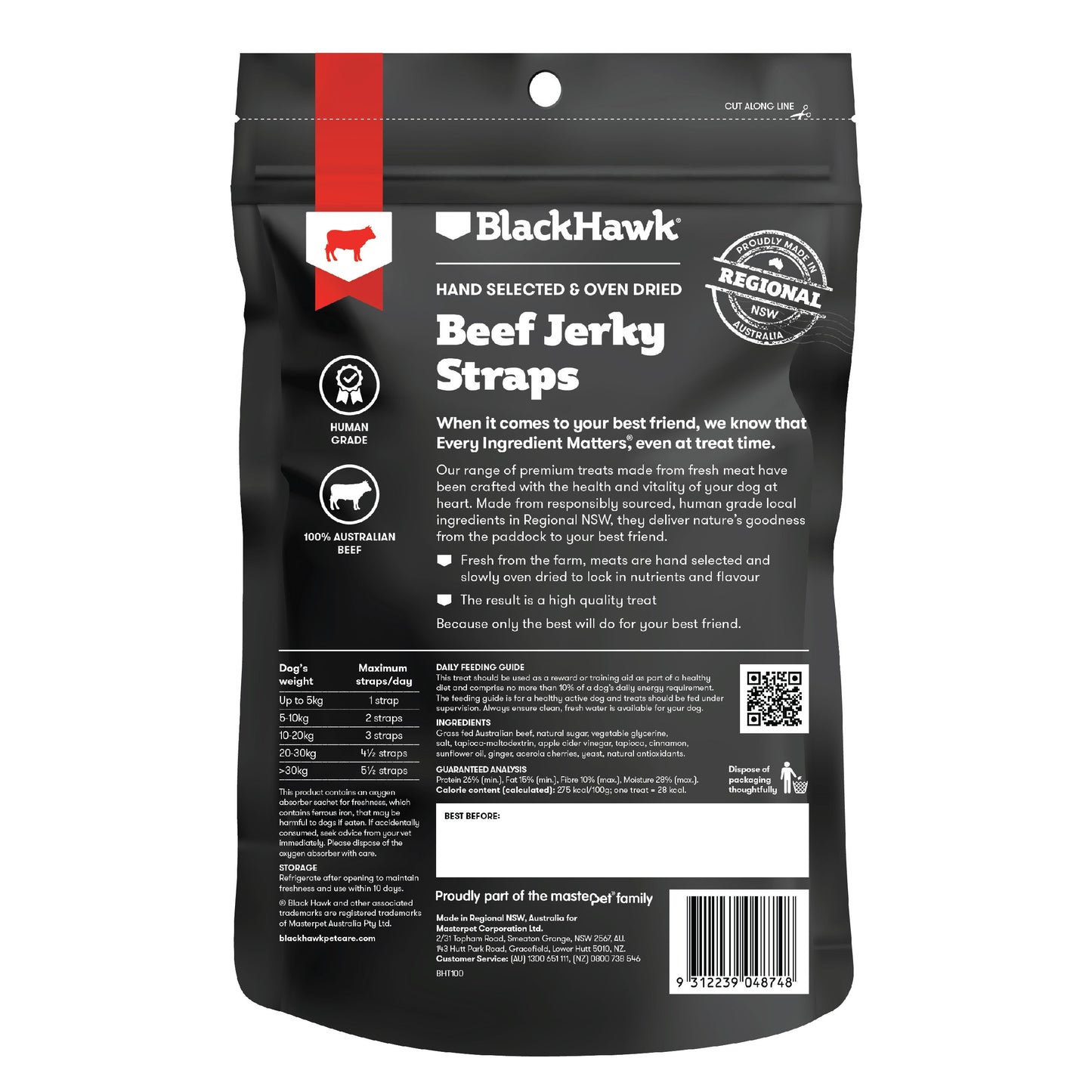 Black Hawk Beef Jerky Straps Dog Treats