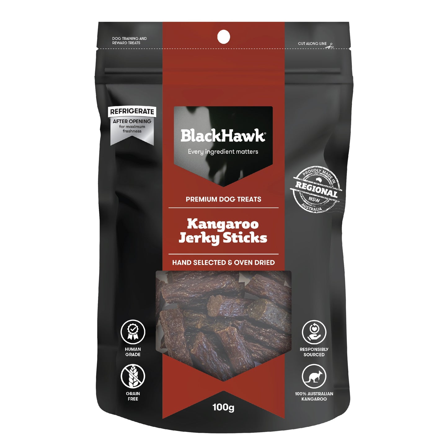 Black Hawk Kangaroo Jerky Sticks Dog Treats