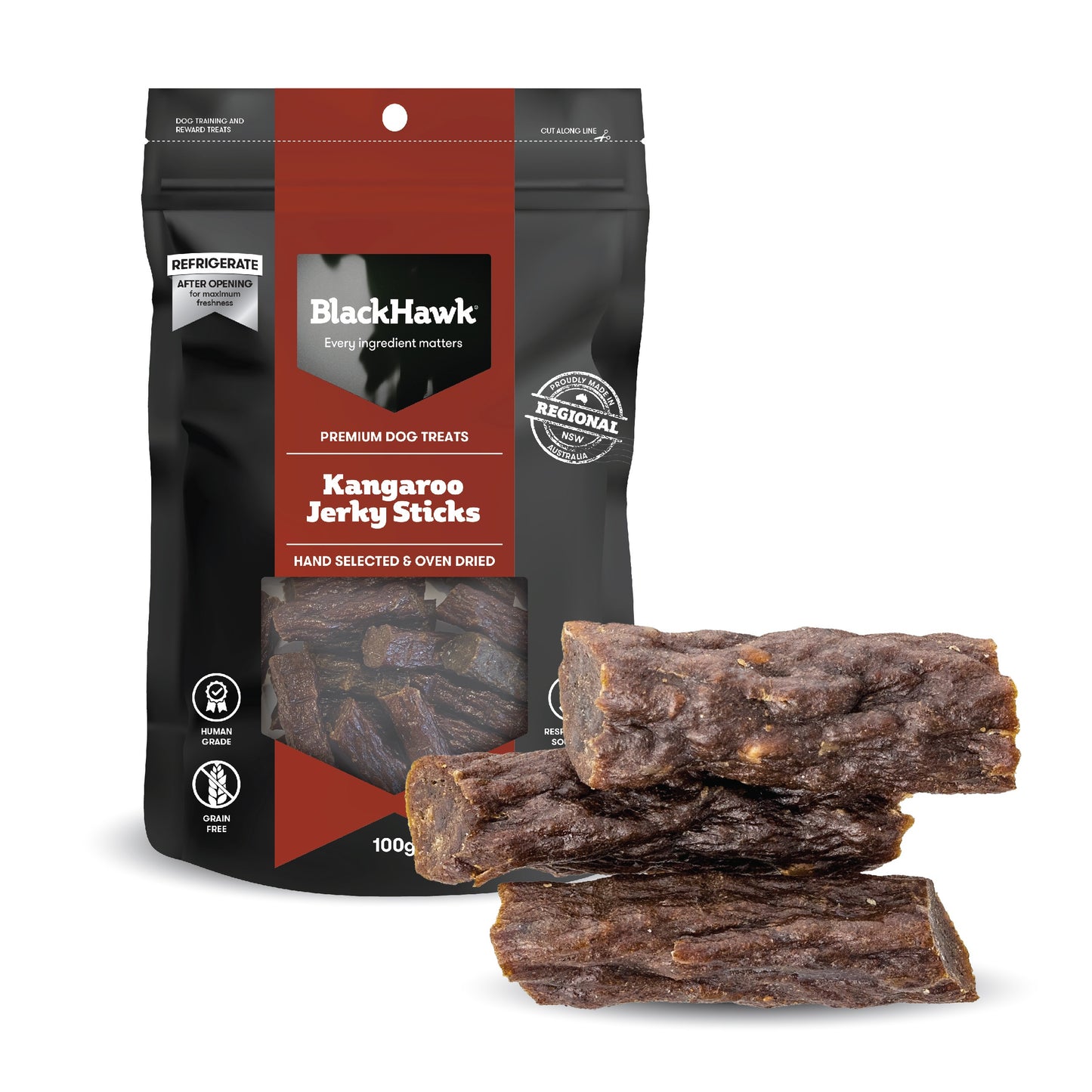 Black Hawk Kangaroo Jerky Sticks Dog Treats