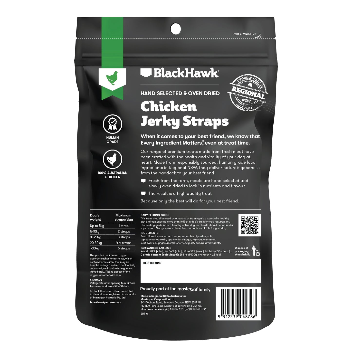 Black Hawk Chicken Jerky Straps Dog Treats