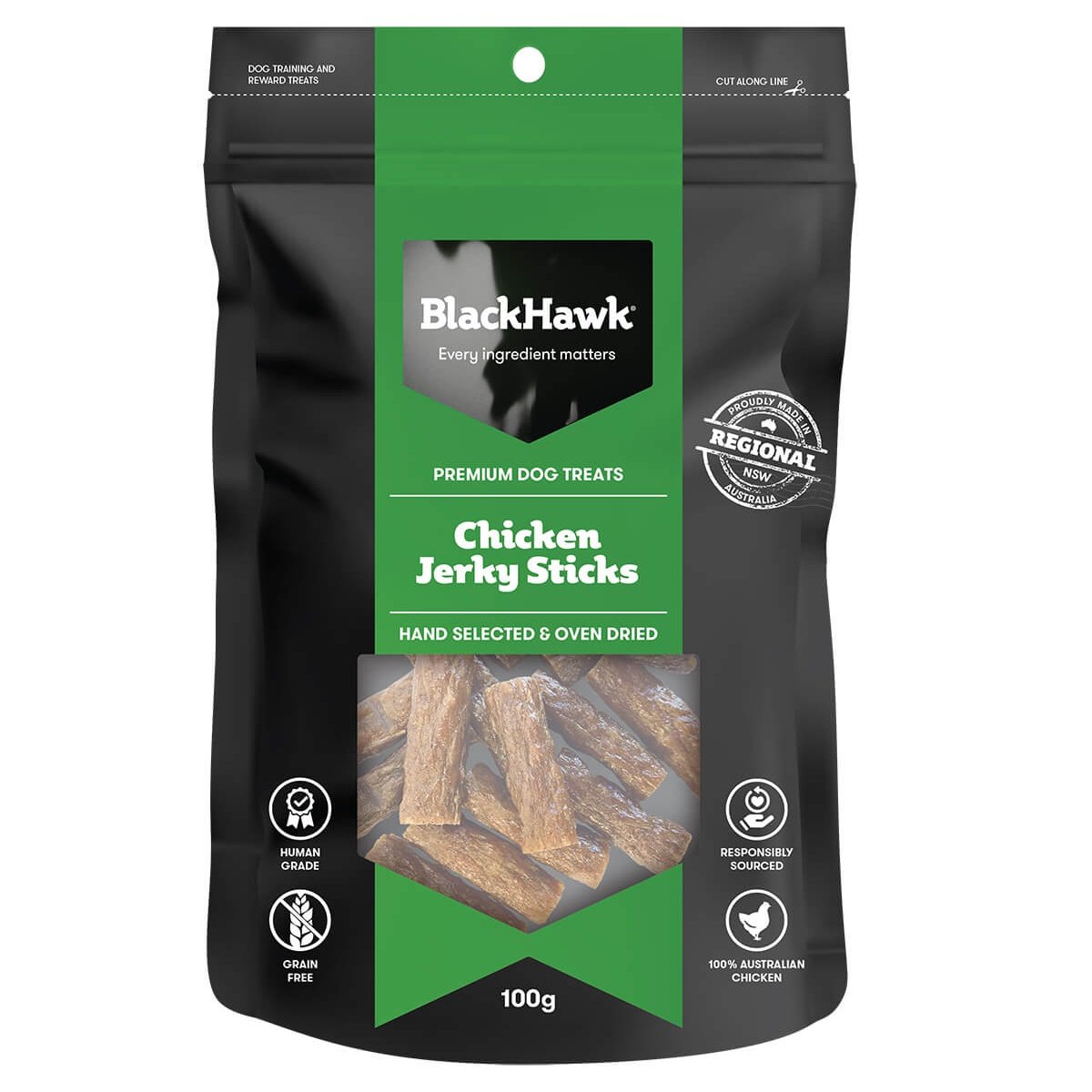 Black Hawk Chicken Jerky Sticks Dog Treats 100G