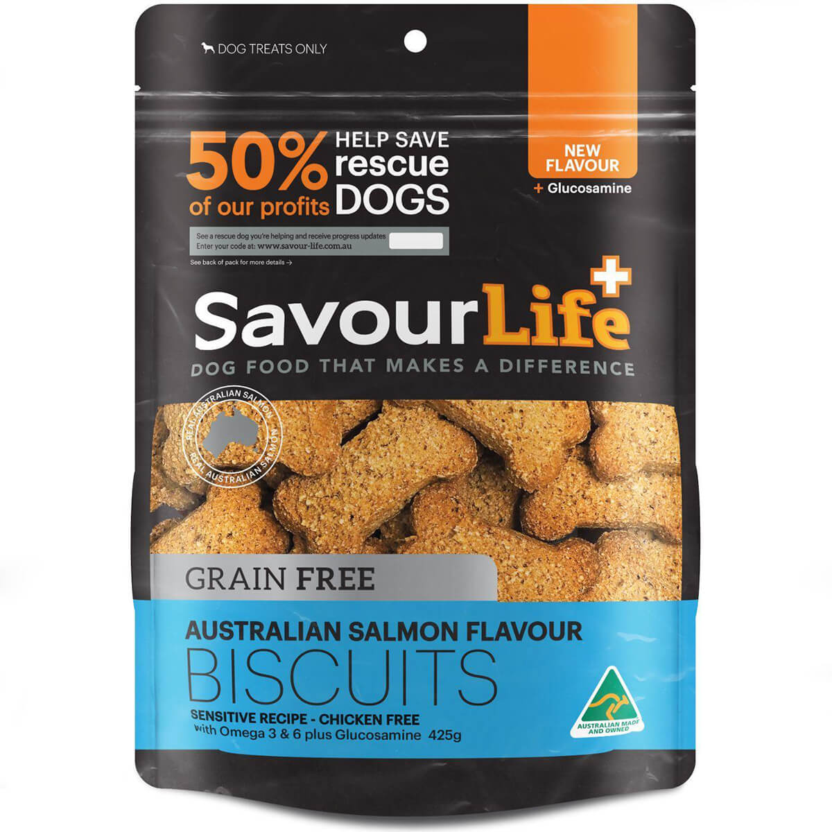 SavourLife Australian Grain Free Salmon Biscuits Dog Treats 425g
