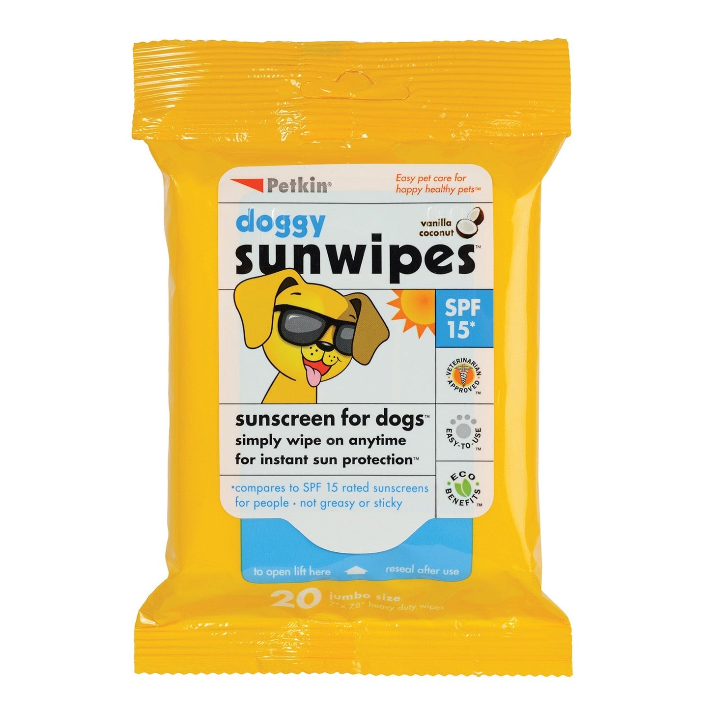 Petkin Doggy Sunwipes SPF15* 20pk