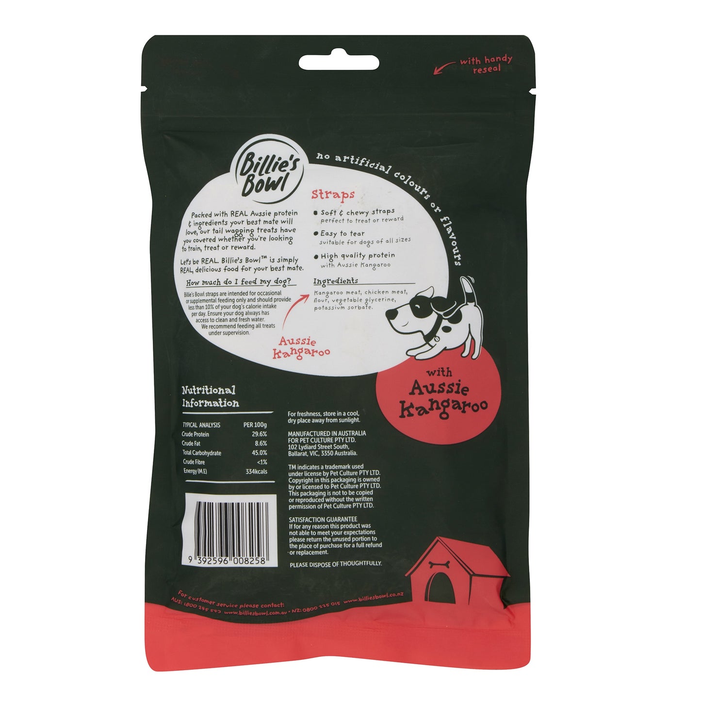 Billie's Bowl Straps with Aussie Kangaroo Dog Treats