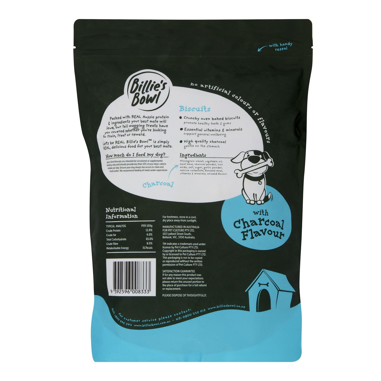 Billie's Bowl Biscuits Charcoal Flavour Dog Treats