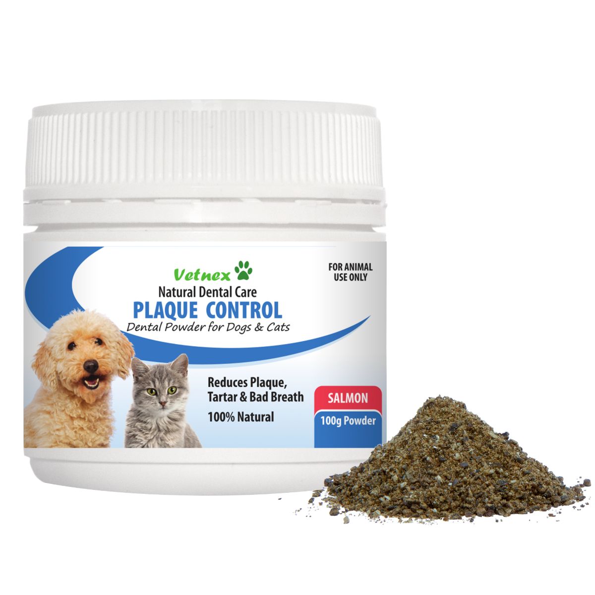 Vetnex Plaque Control Dental Powder (Salmon) for Dogs & Cats 100g