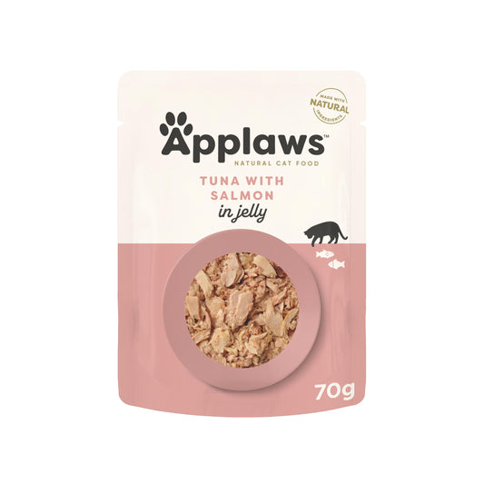Applaws Natural Tuna with Salmon in Jelly Wet Cat Food Pouch.