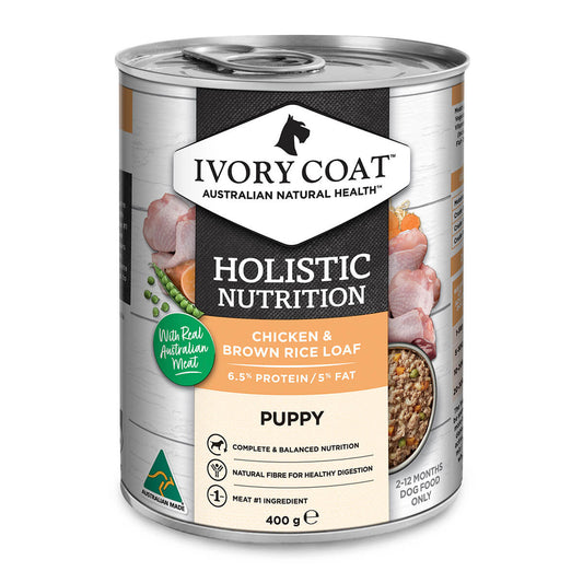 Ivory Coat Holistic Nutrition Wet Puppy Food Chicken & Brown Rice Loaf 400g