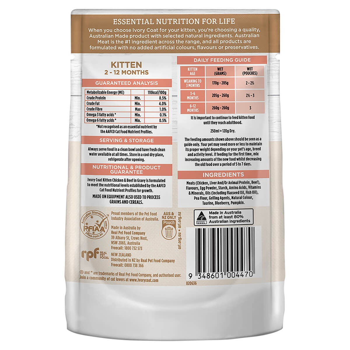 Ivory Coat Kitten Chicken with Beef Wet Cat Food